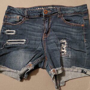 Distressed Blue Jean Shorts